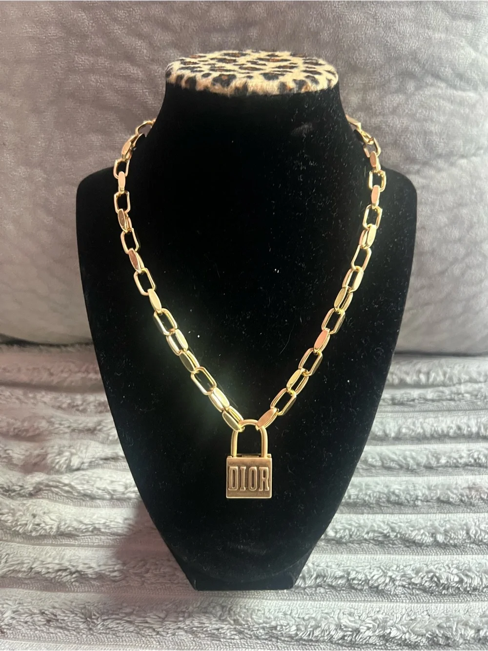 Dior Gold-tone Padlock Link Necklace - Picture 1 of 3
